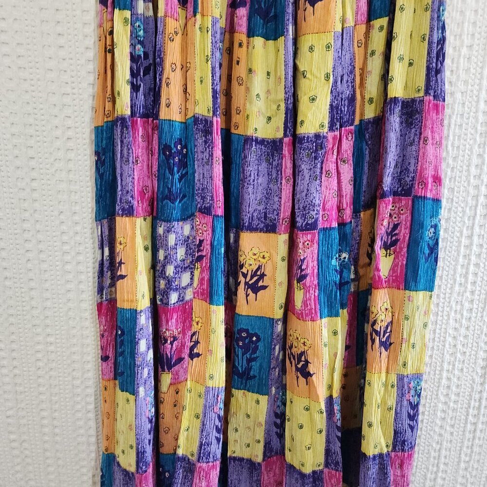 Vintage Patchwork Boho Bright Colorful Flowy Skirt Women's Size Small - Picture 9 of 12
